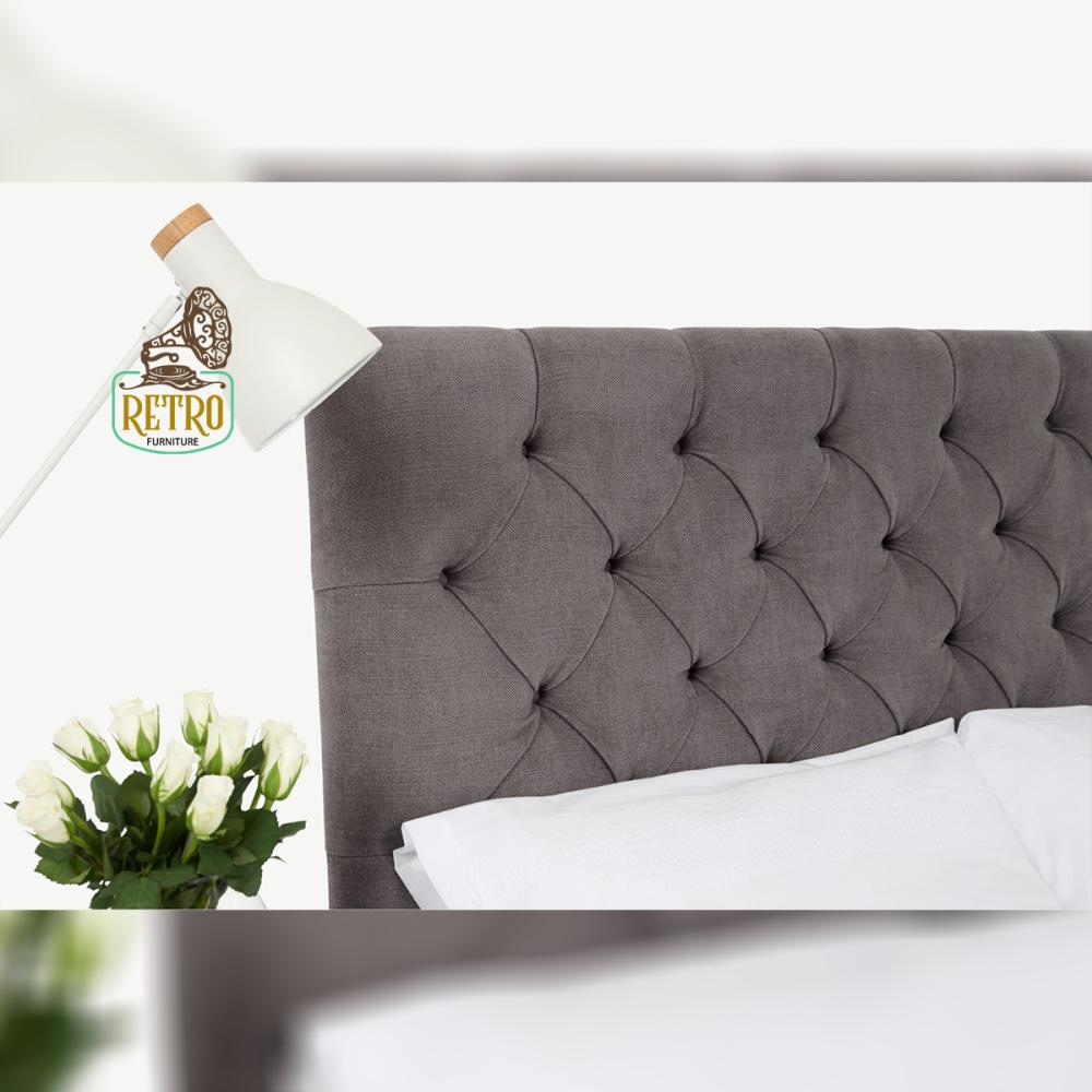 سرير مصنوع من خشب زان وقماش قطيفة عالي الجودة