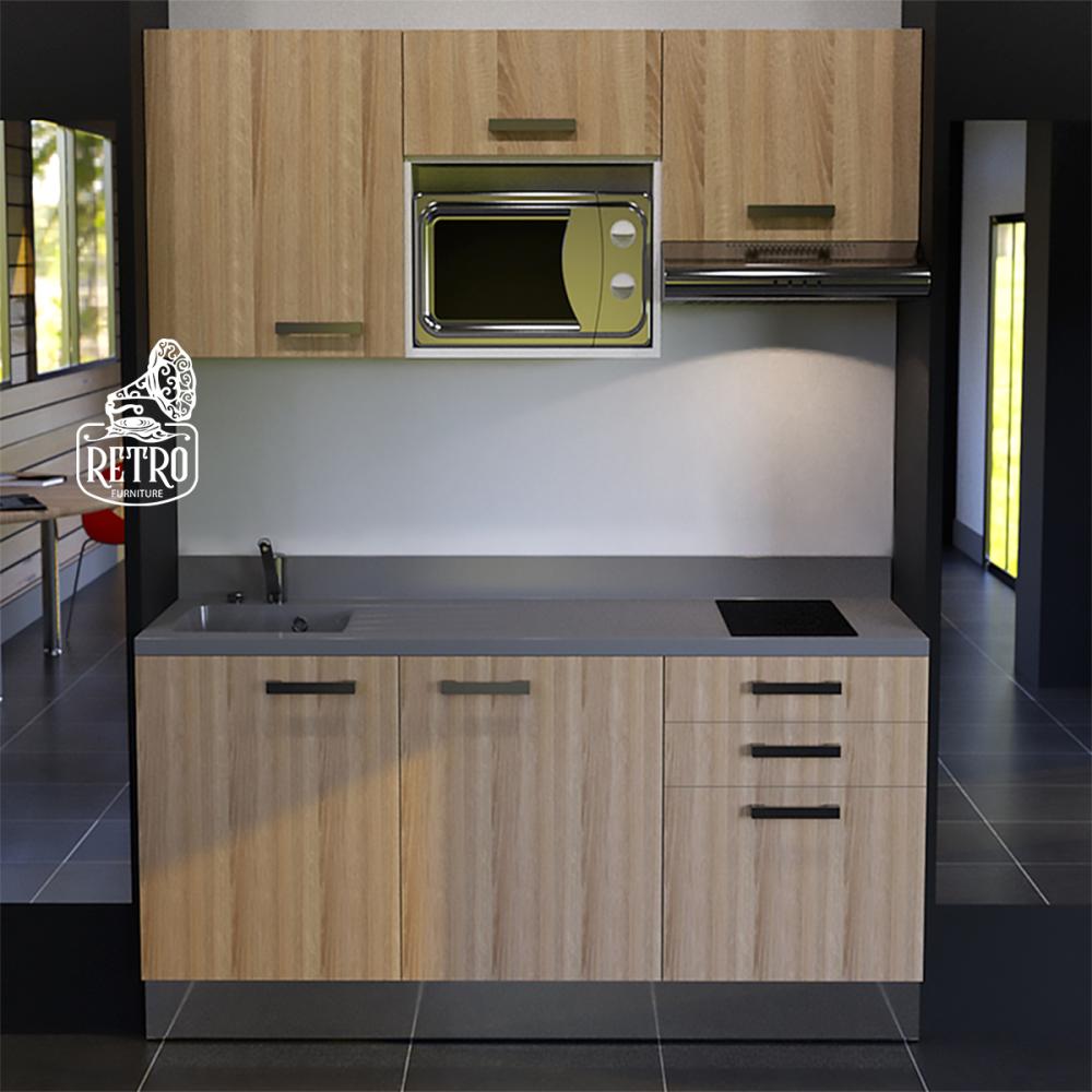 وحدة تخزين مطبخ-خشبي×رمادي