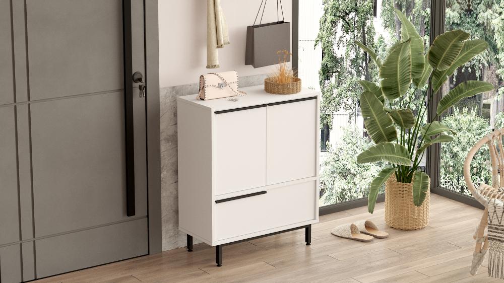 خزانة أحذية 75سم - أبيض