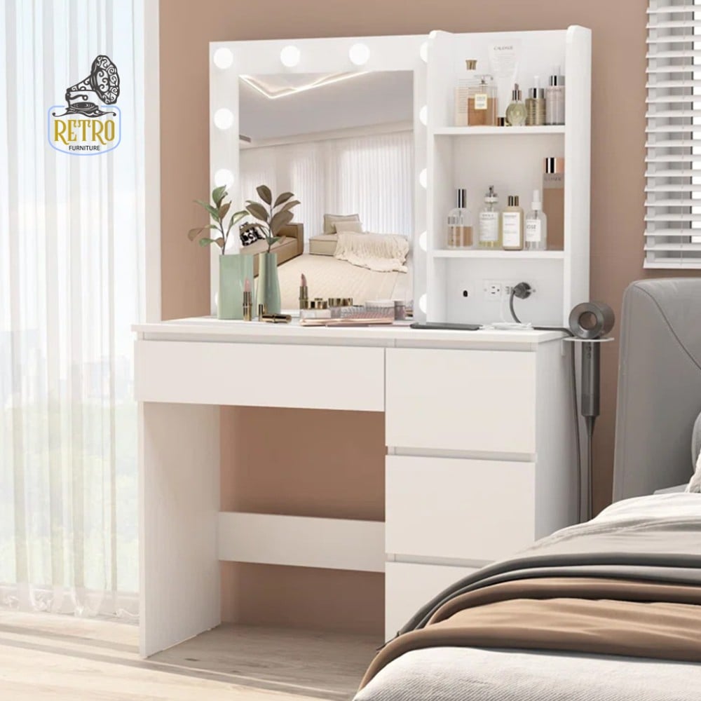 تسوق الآن أحدث مجموعة من اثاث غرف النوم الرائعة تسريحة بلون أبيض