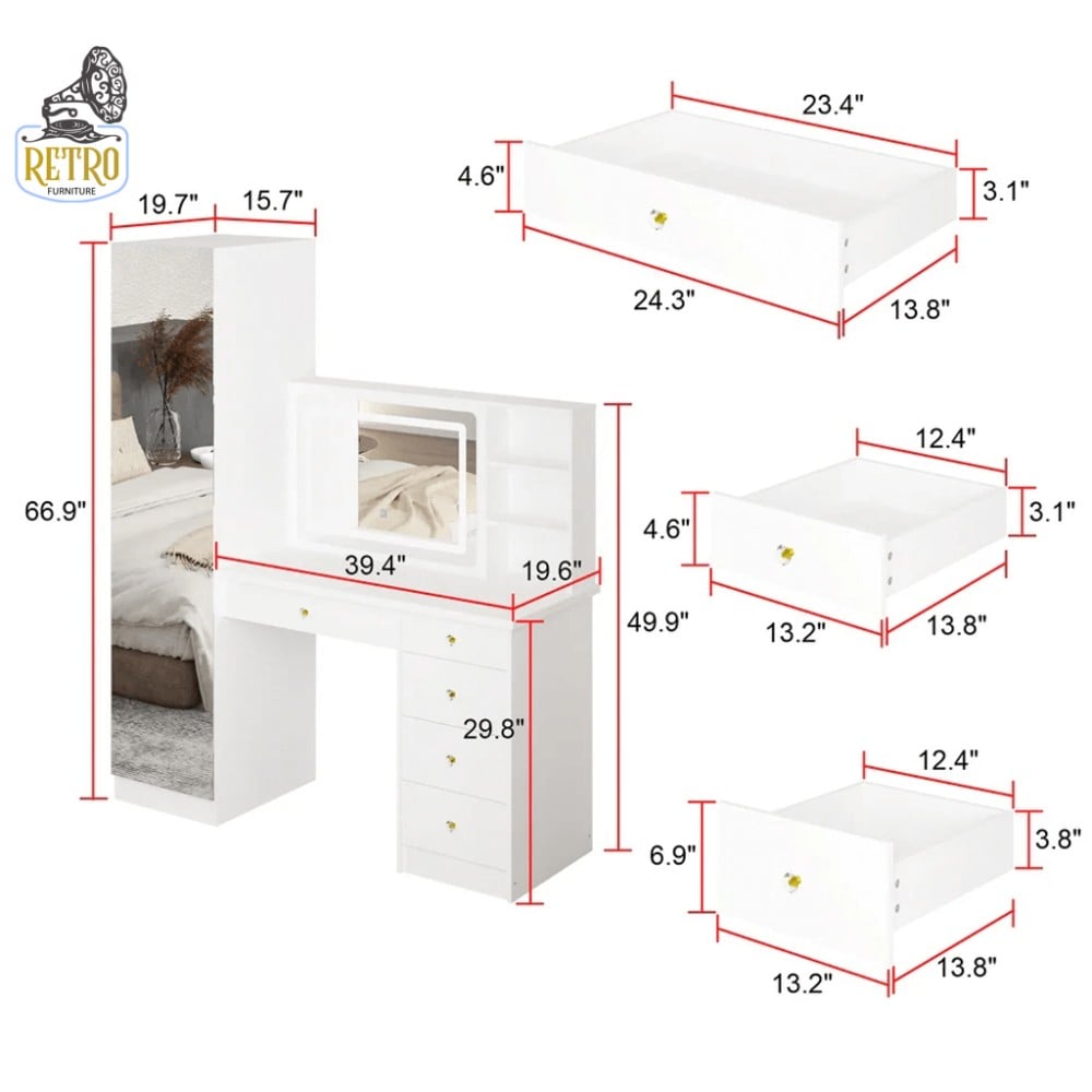 تسريحة مودرن  140*50 سم – أبيض