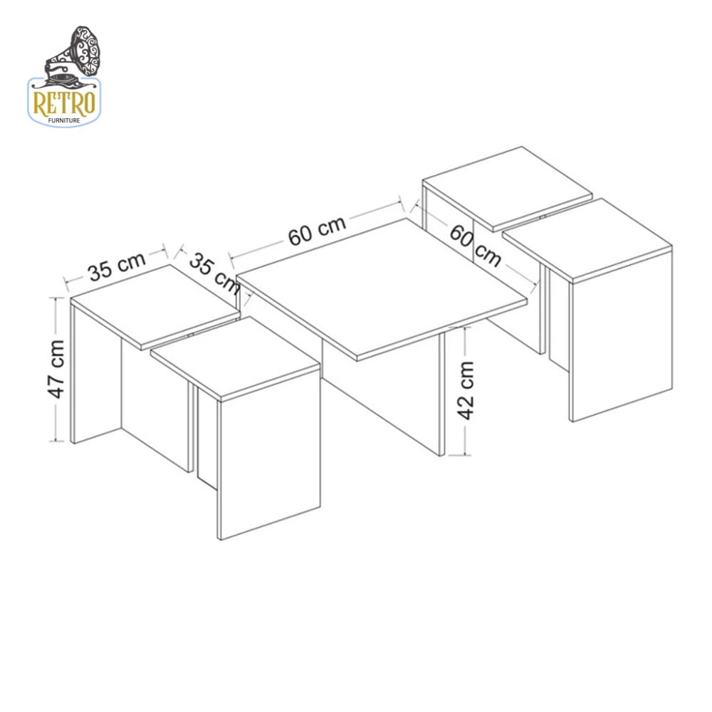 طاولة قهوة أسود 80*60 سم - بيج