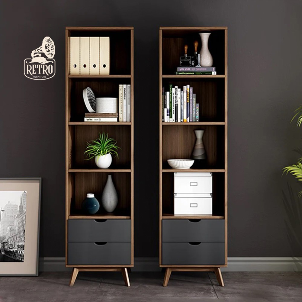 مكتبة عصرية 50*190سم- بني X أسود