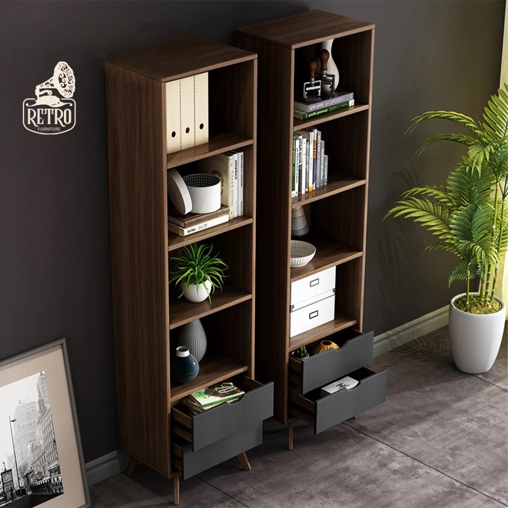 مكتبة عصرية 50*190سم- بني X أسود