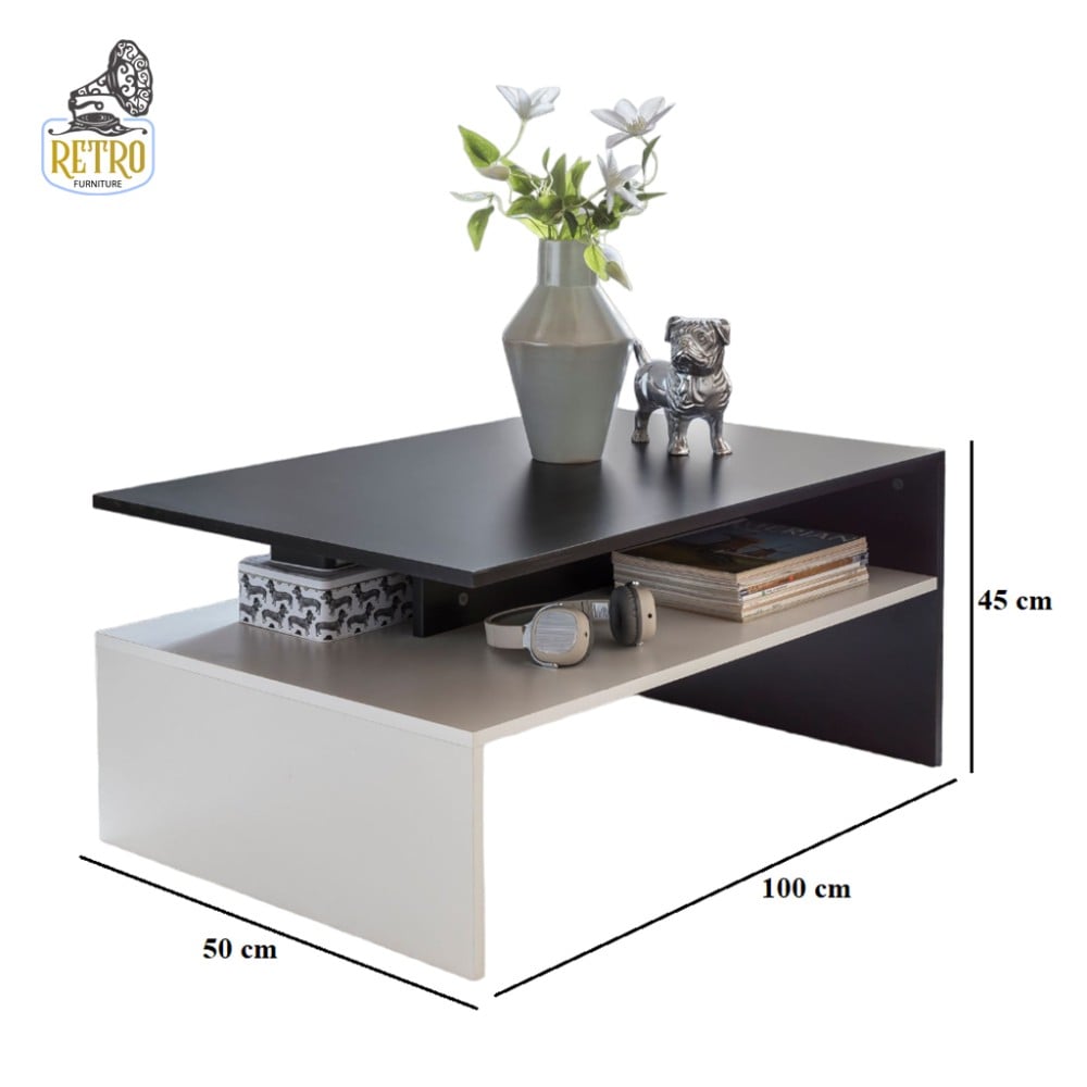 طاولة قهوة أسود/أبيض