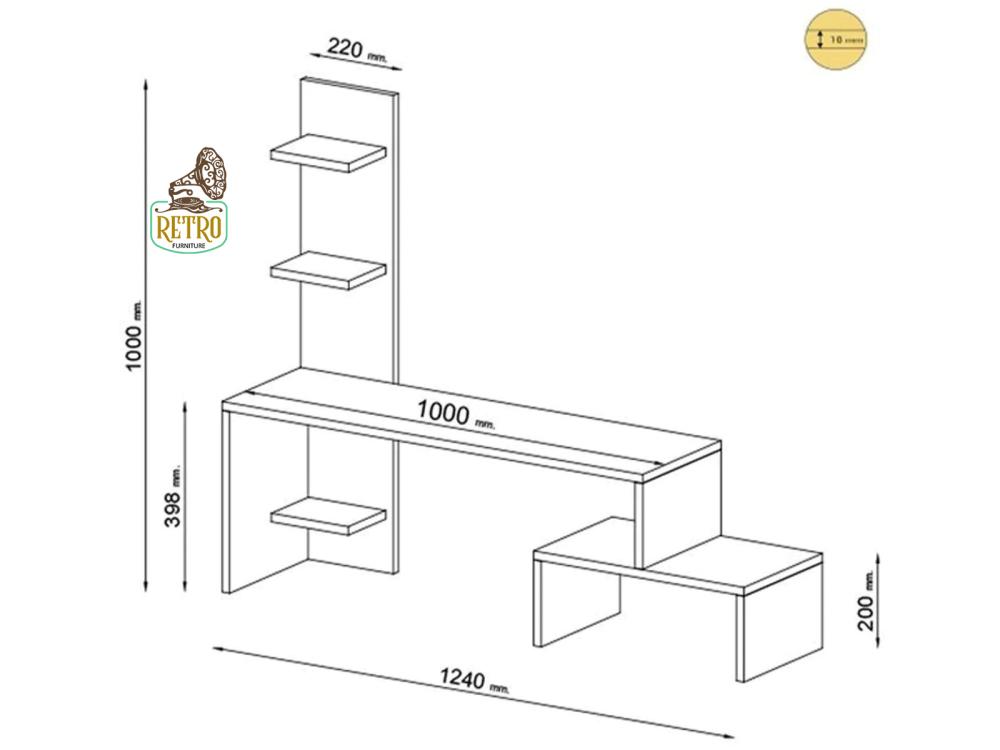طاولة تلفاز 124 سم - أبيض×خشبي