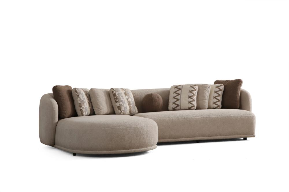 كنبة زاوية مودرن -بيج × بني