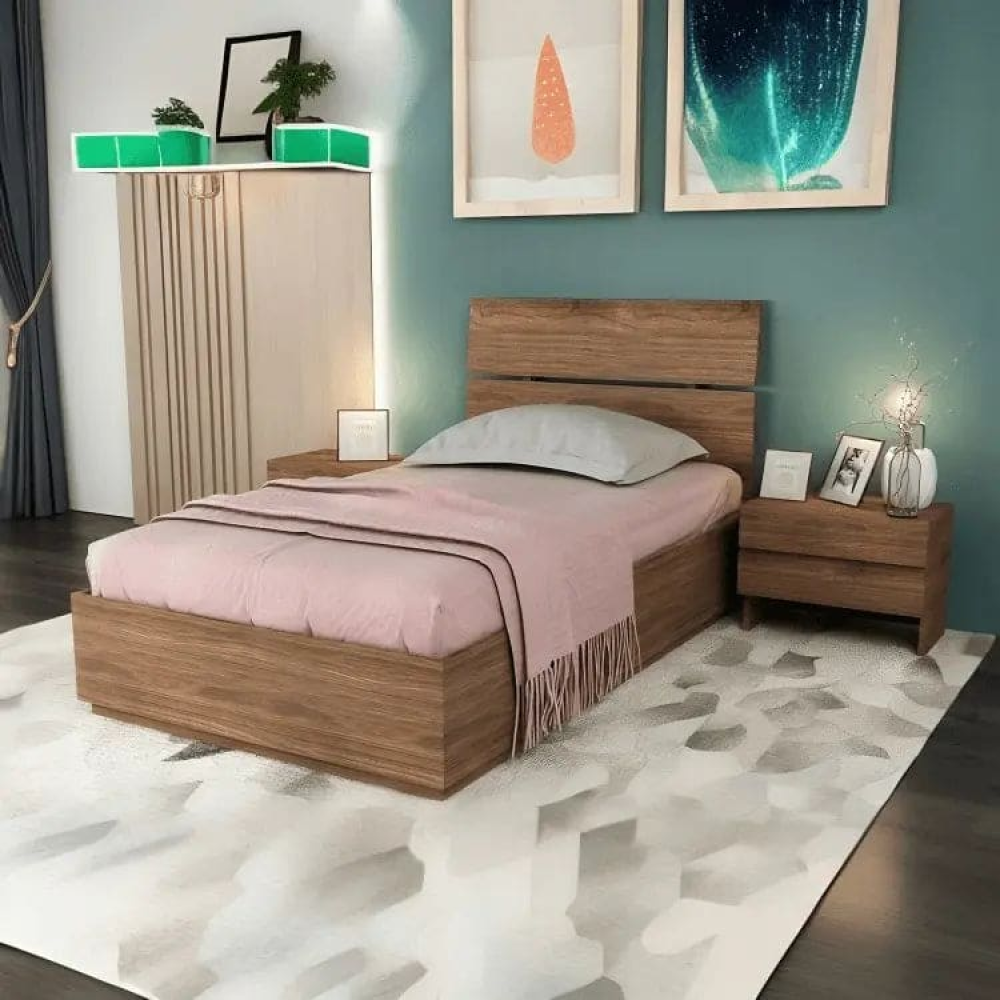 سرير مودرن 120 سم - خشبي