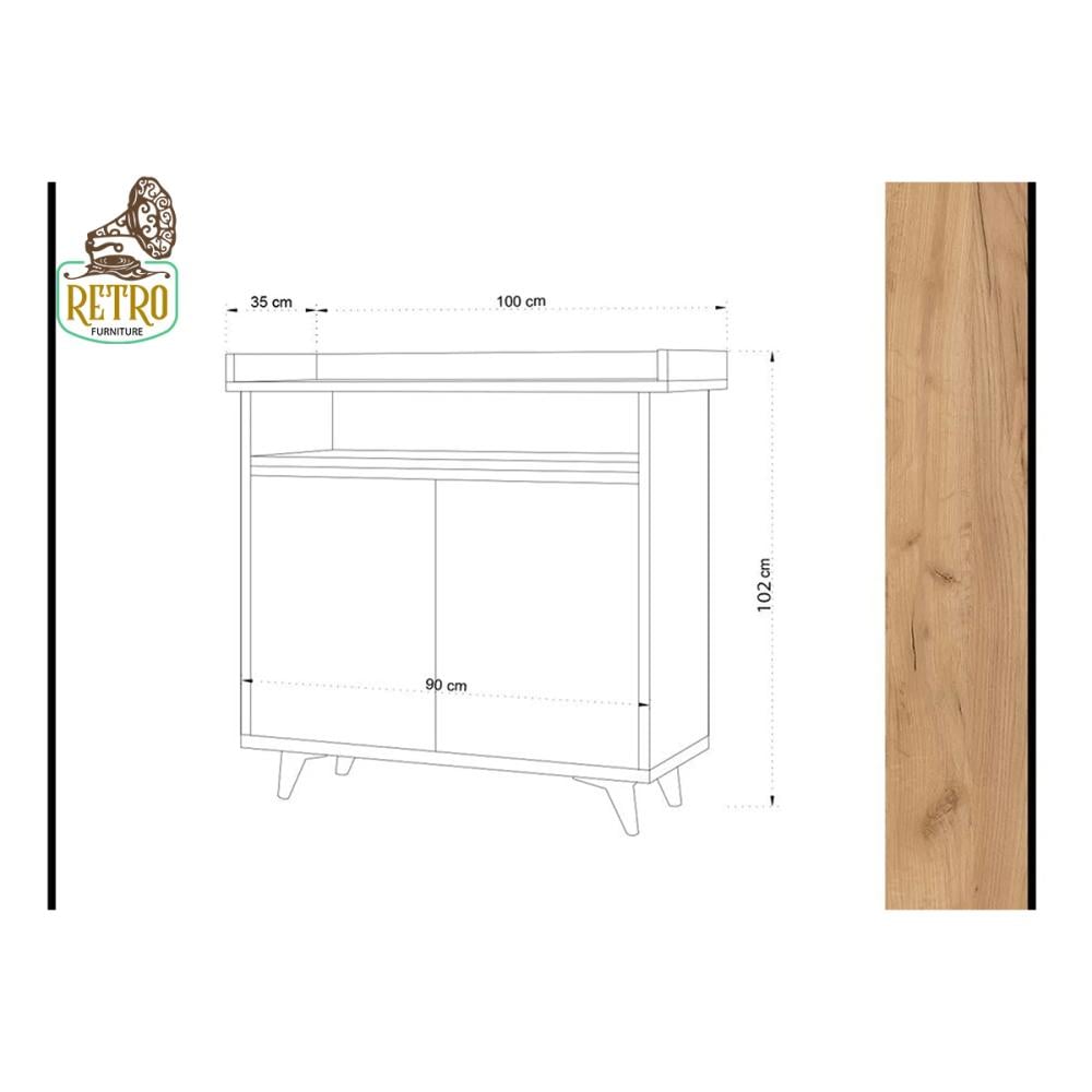 جزامة 100 سم - أبيض×خشبي