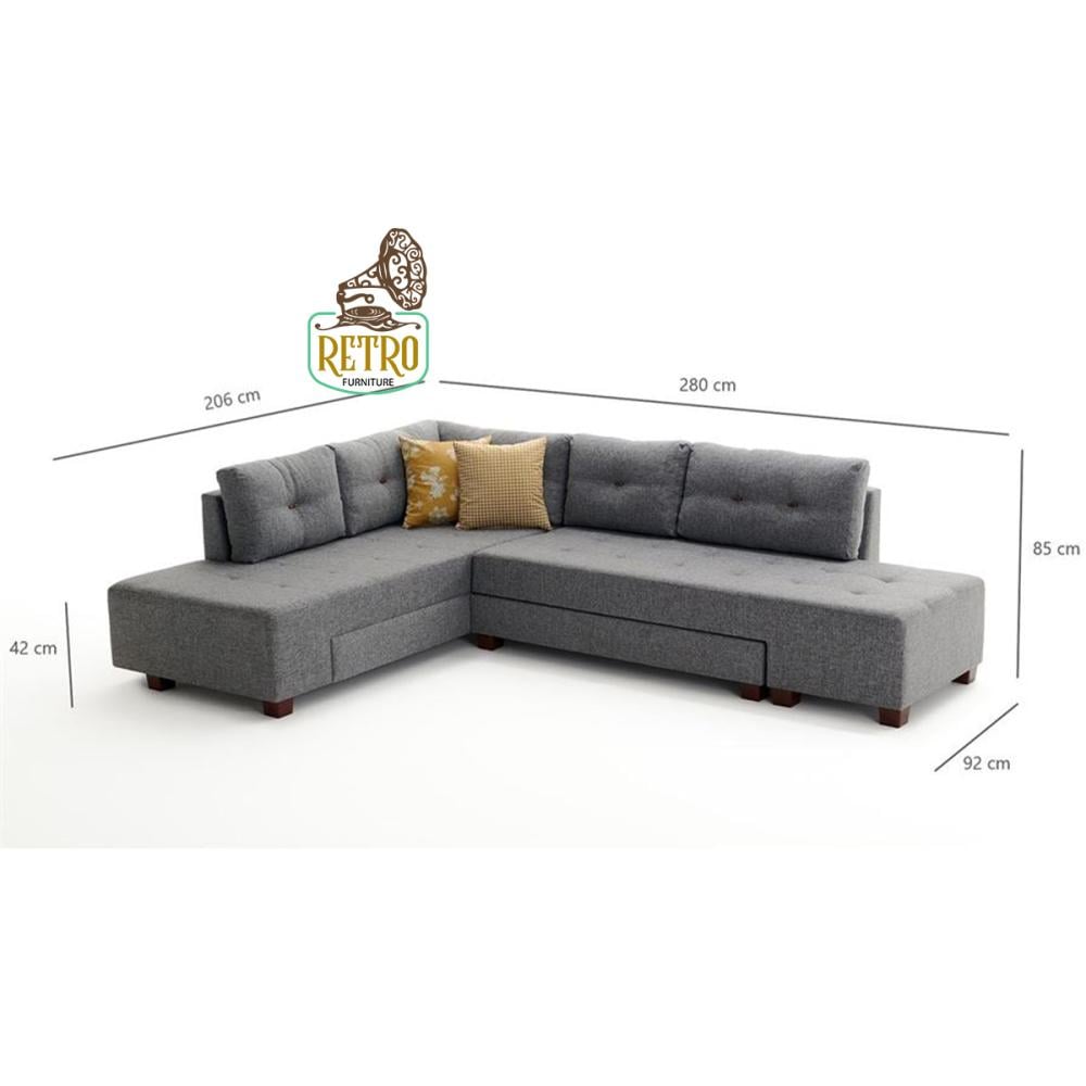 كنب سرير 280 سم – رمادي فاتح