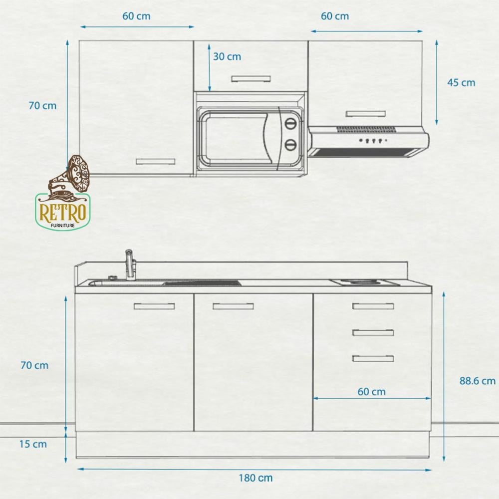 وحدة تخزين مطبخ-خشبي×رمادي