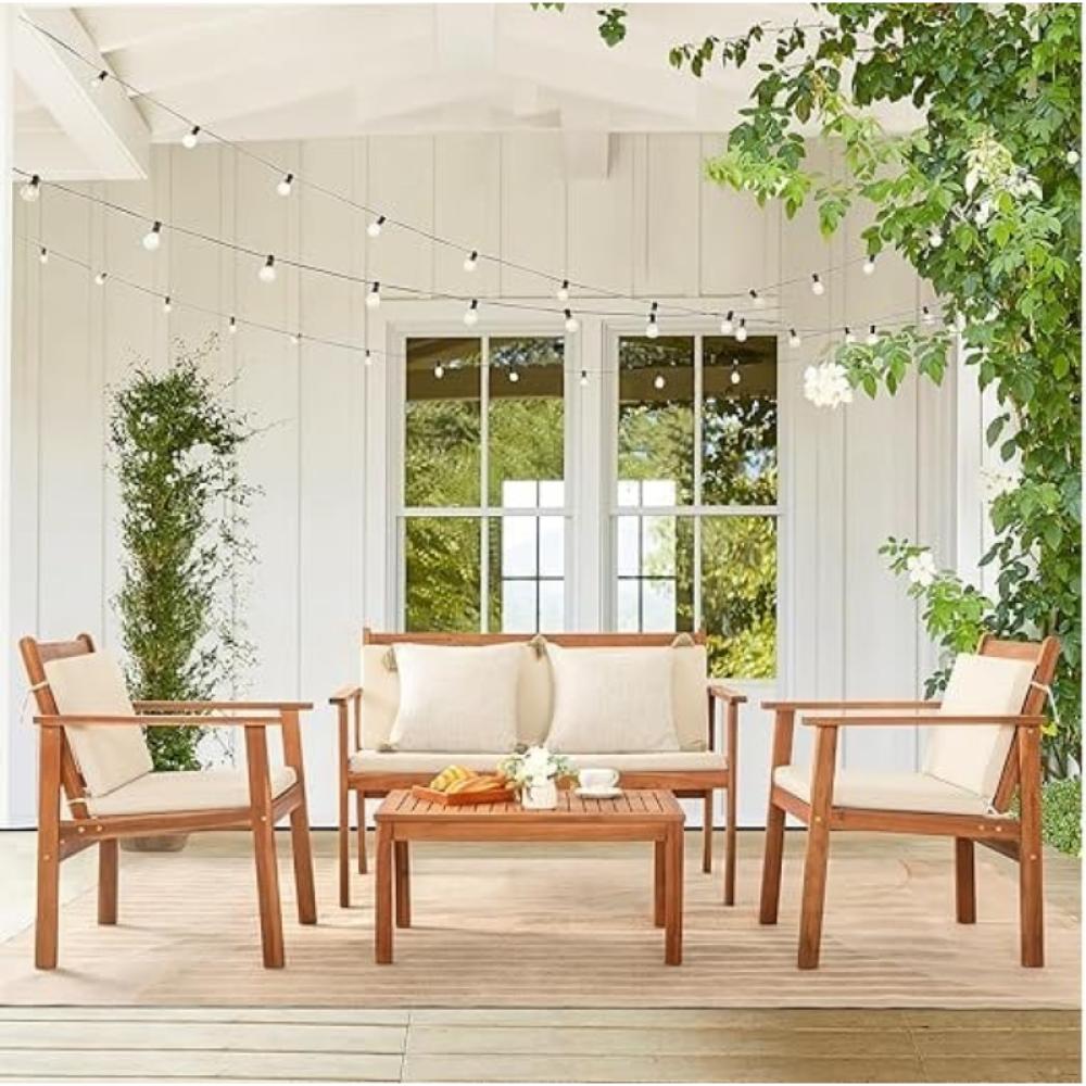 طقم أثاث خارجي–خشبي×أبيض