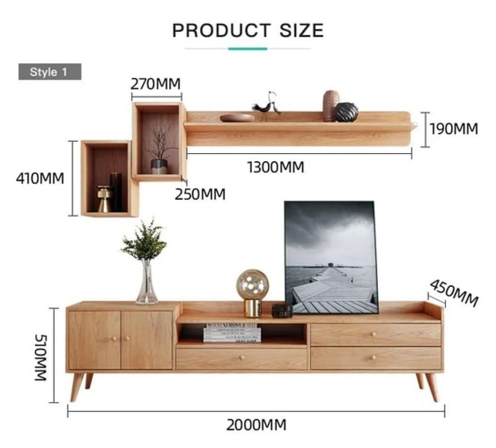 طاولة تلفاز بارفف معلقه - خشبي
