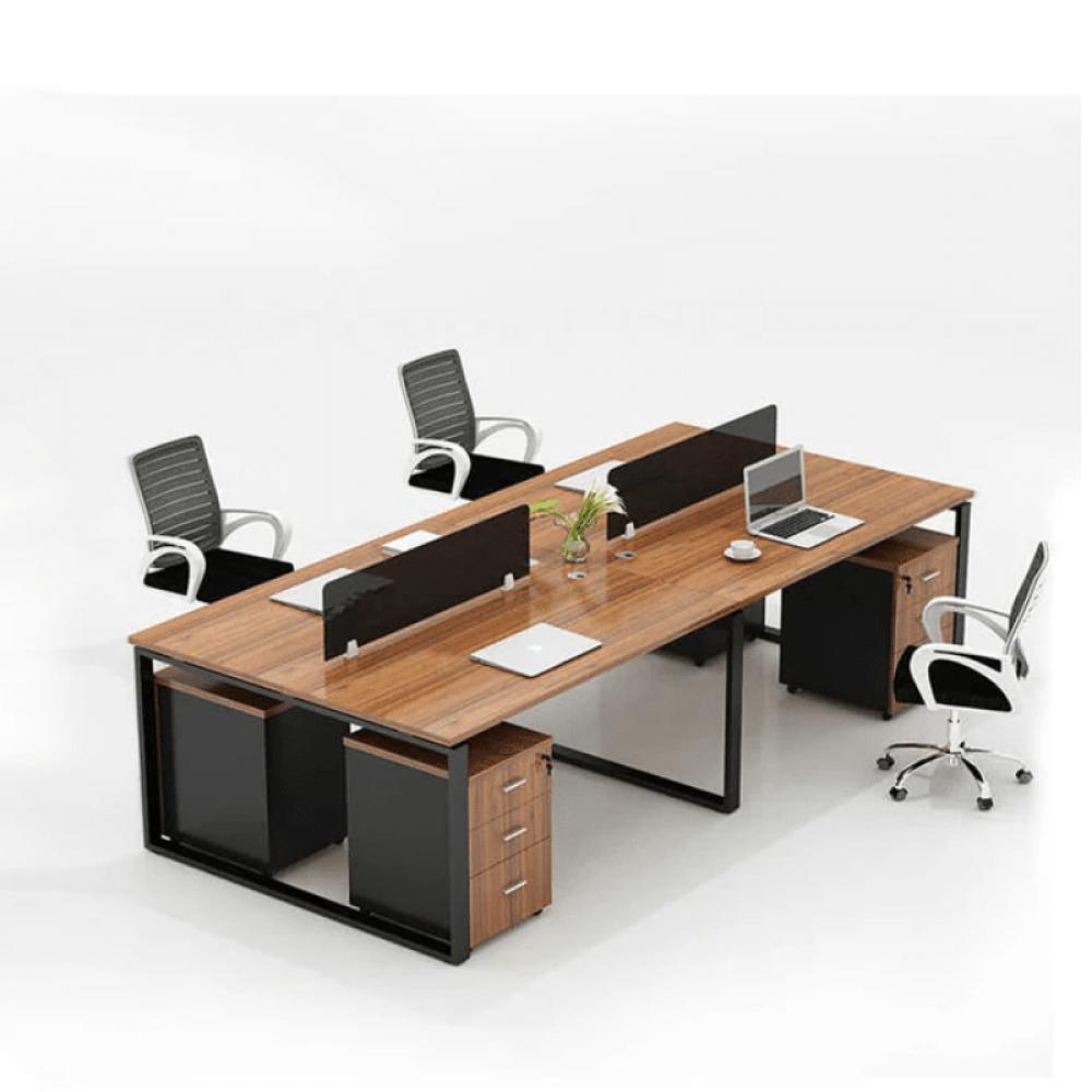 خلية عمل رباعي 240سم–خشبي×أسود