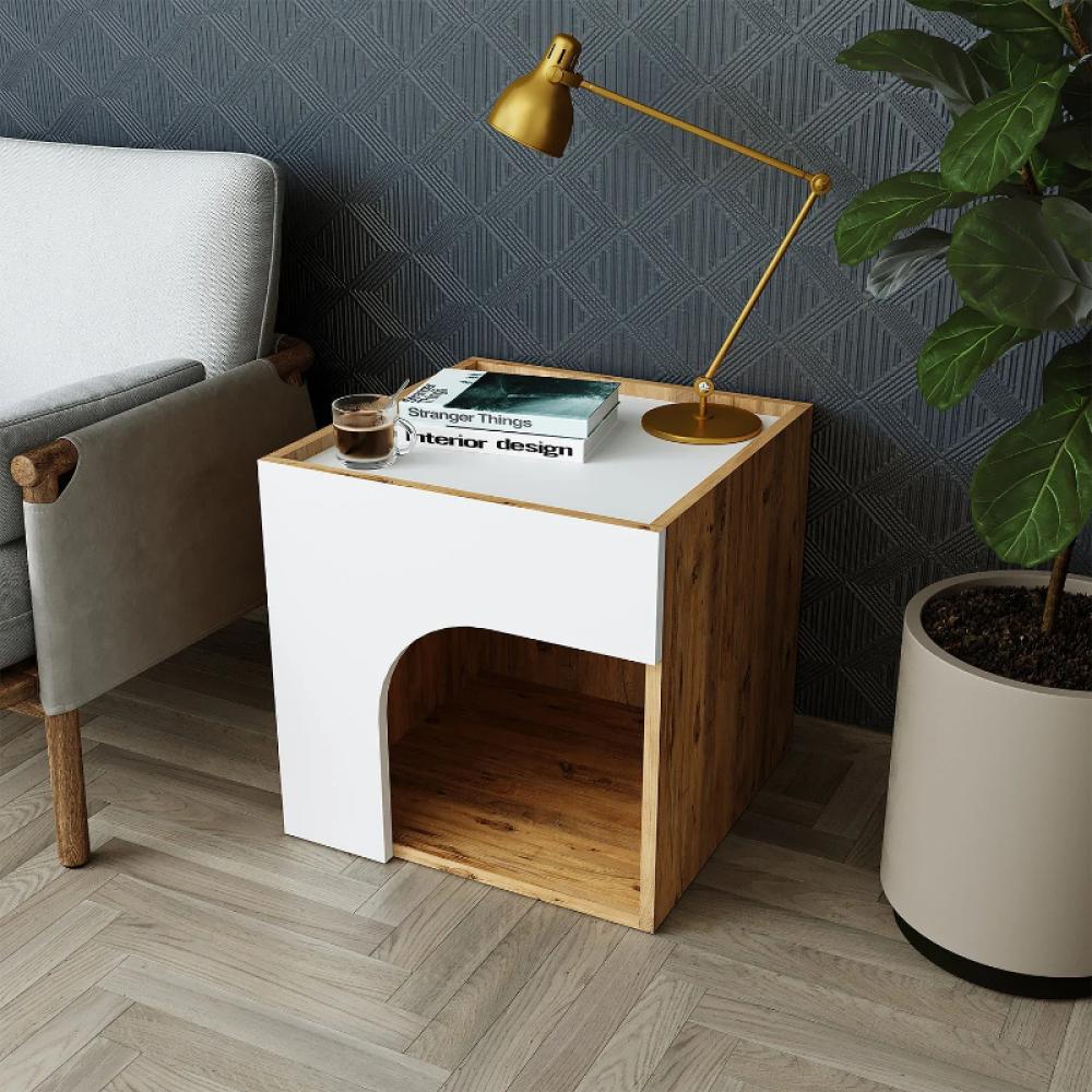 طاولة قهوة 50 سم - أبيض×بيج