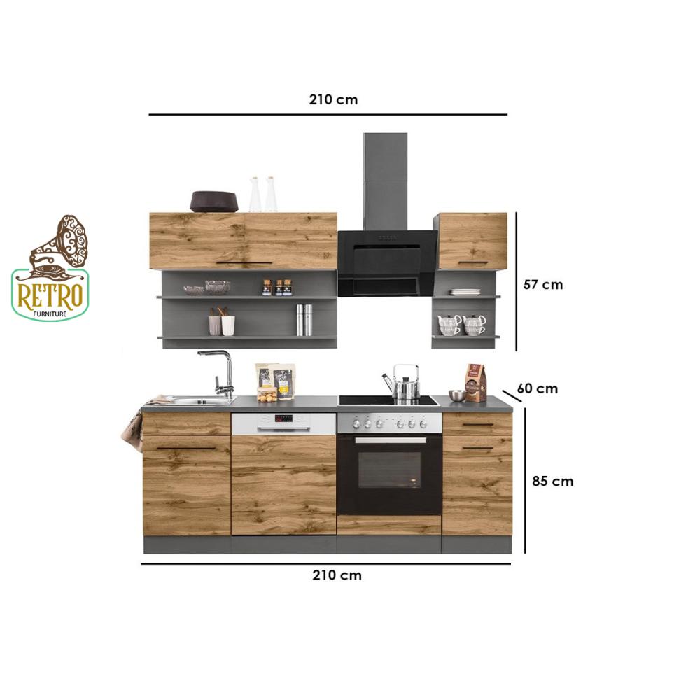 وحدة تخزين مطبخ- خشبي Xرمادي