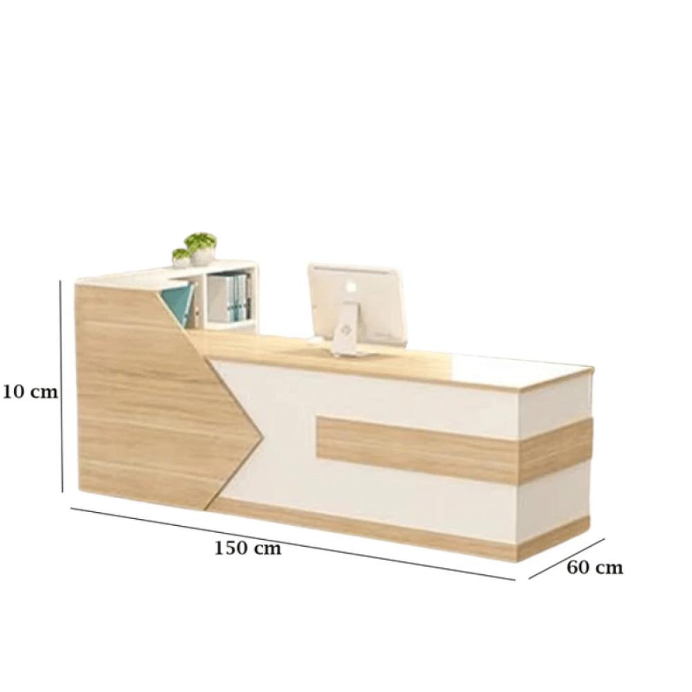 مكتب أستقبال 150سم–أبيض×خشبي