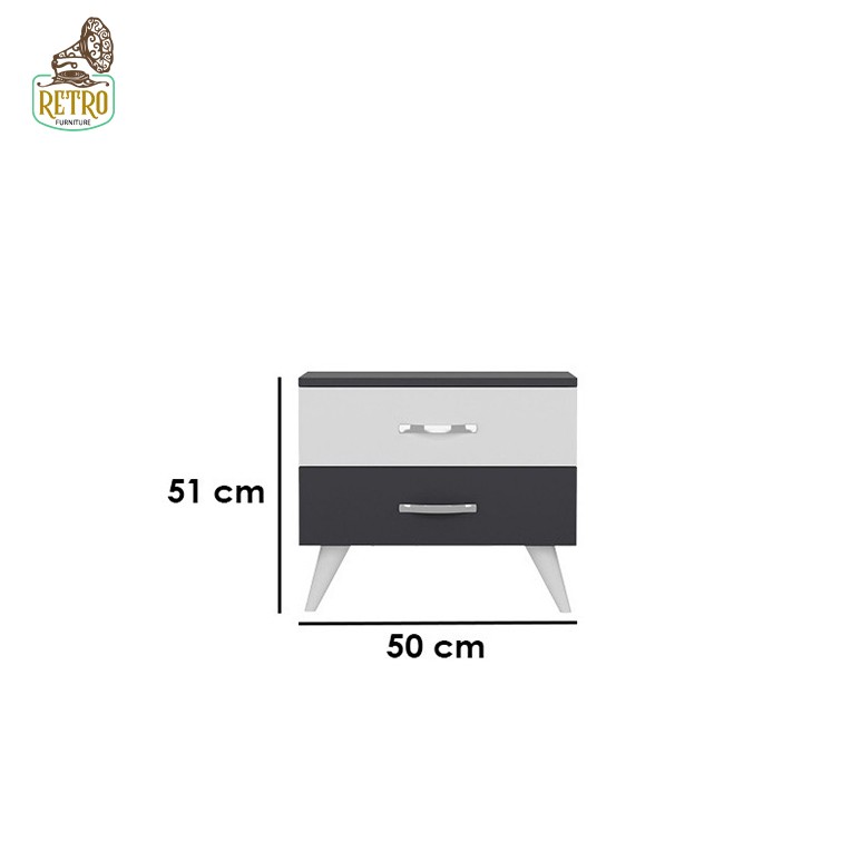كومود مودرن 50 سم- أبيض و رمادي