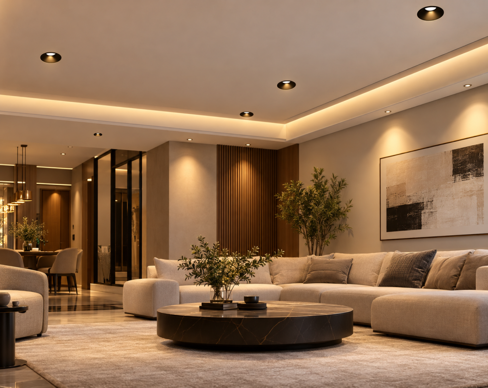 الإنارة المانعة للتوهج في الرياض: راحة للعين ولمسة فخامة في تصميم الإضاءة