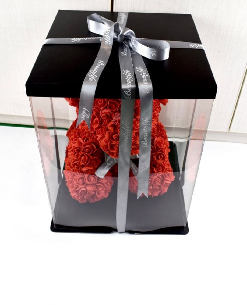 علب كيك شفاف بشريط بمقاسات مختلفه