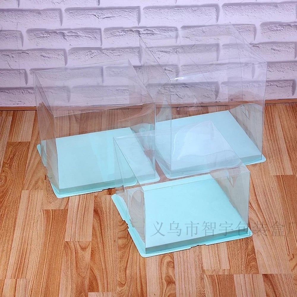 علب كيك شفاف بقاعده ورق