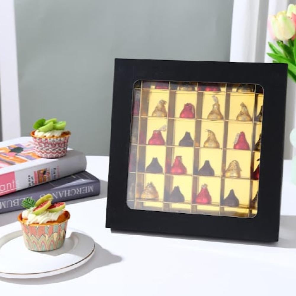 علب شوكولاتة فاخرة غطا منفصل مقسم ٣٦