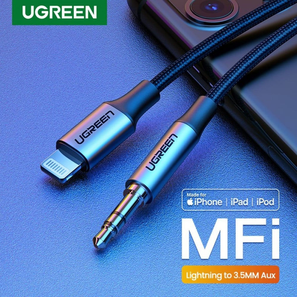 وصلة سماعة للايفون منفذ أي يو اكس بطول 1 متر - اسود - UGREEN