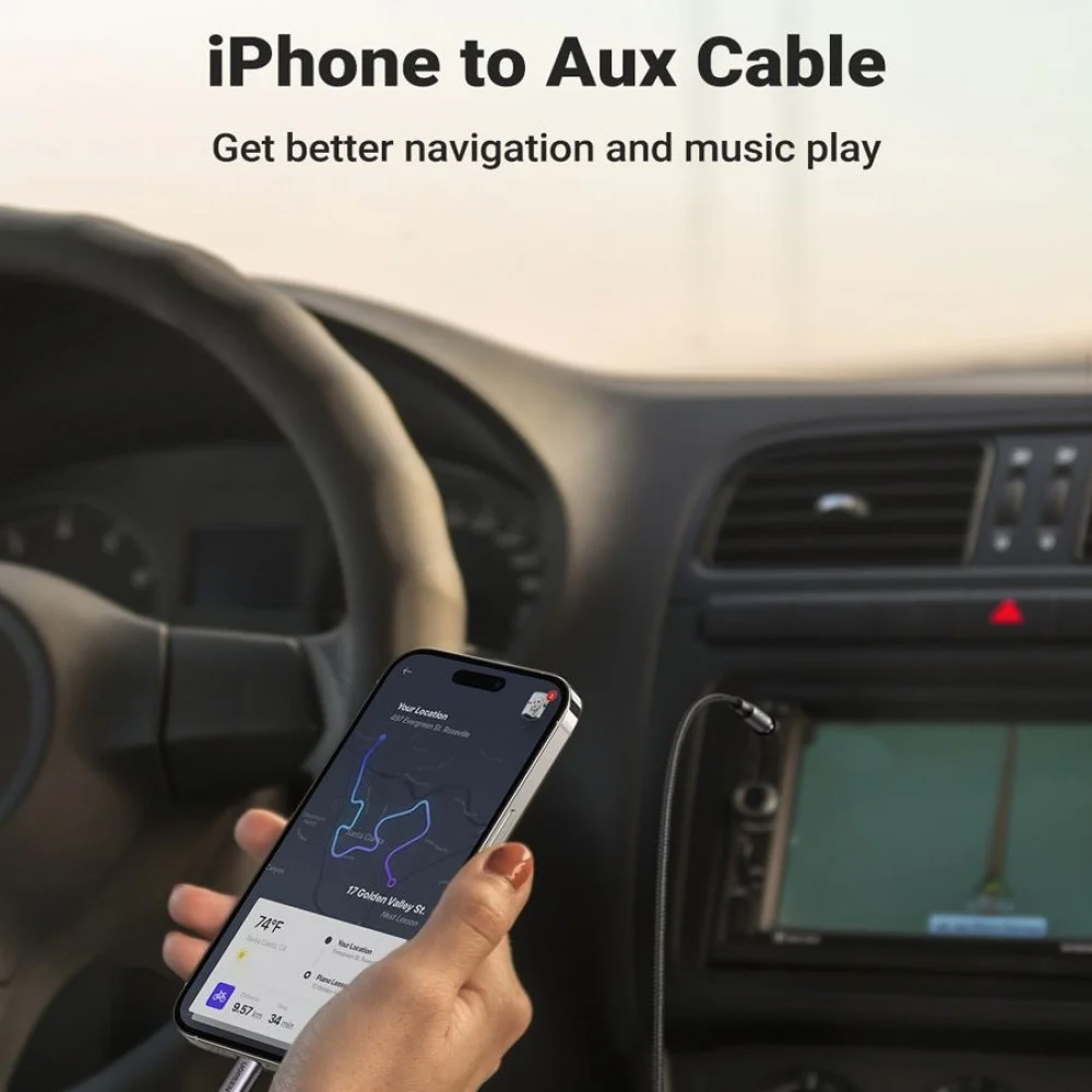 وصلة سماعة للايفون منفذ أي يو اكس بطول 1 متر - اسود - UGREEN