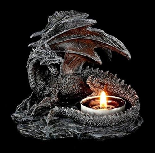 Tea Light Holder in Dragon Gothic Dragon Figure