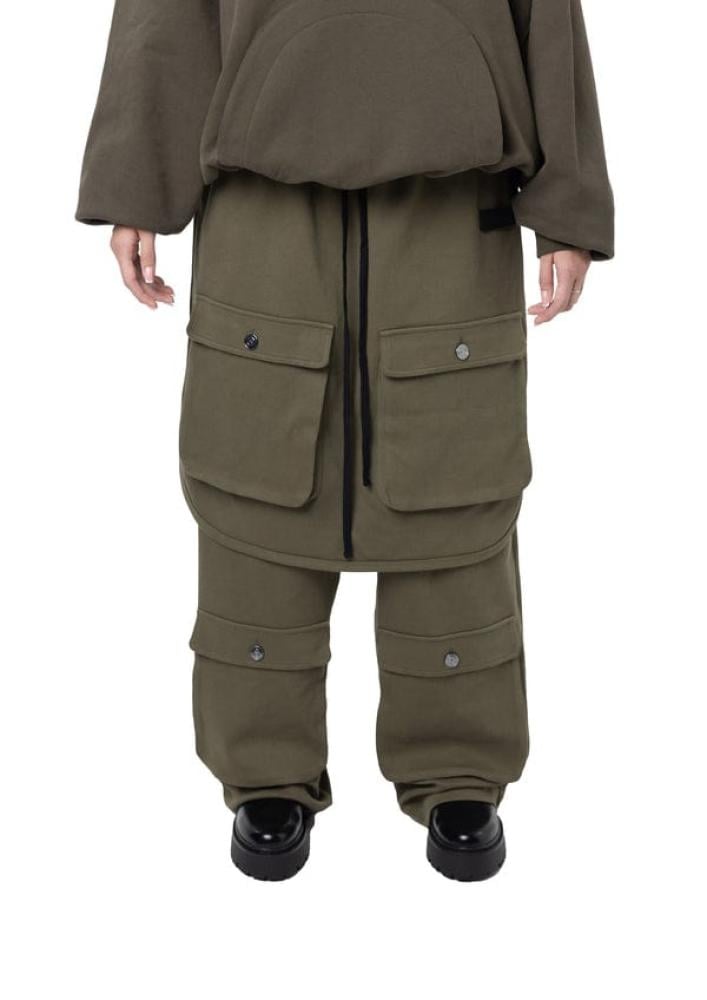 Green Navy Layered Cargo Sweatpant