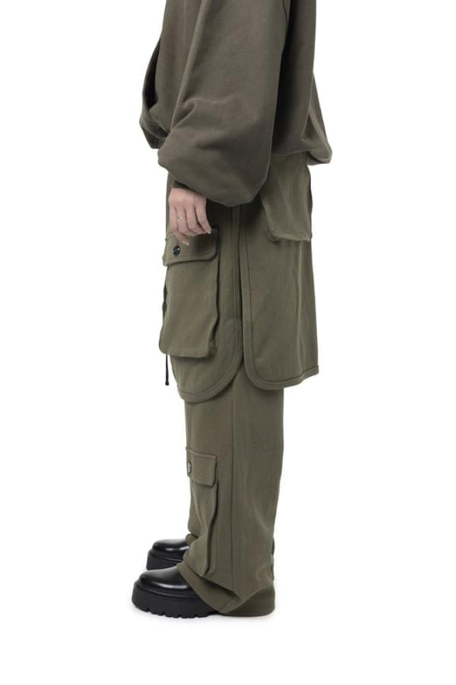 Green Navy Layered Cargo Sweatpant