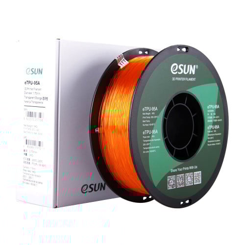 eSUN eTPU-95A (Transparent Orange) -3D Filament 1....