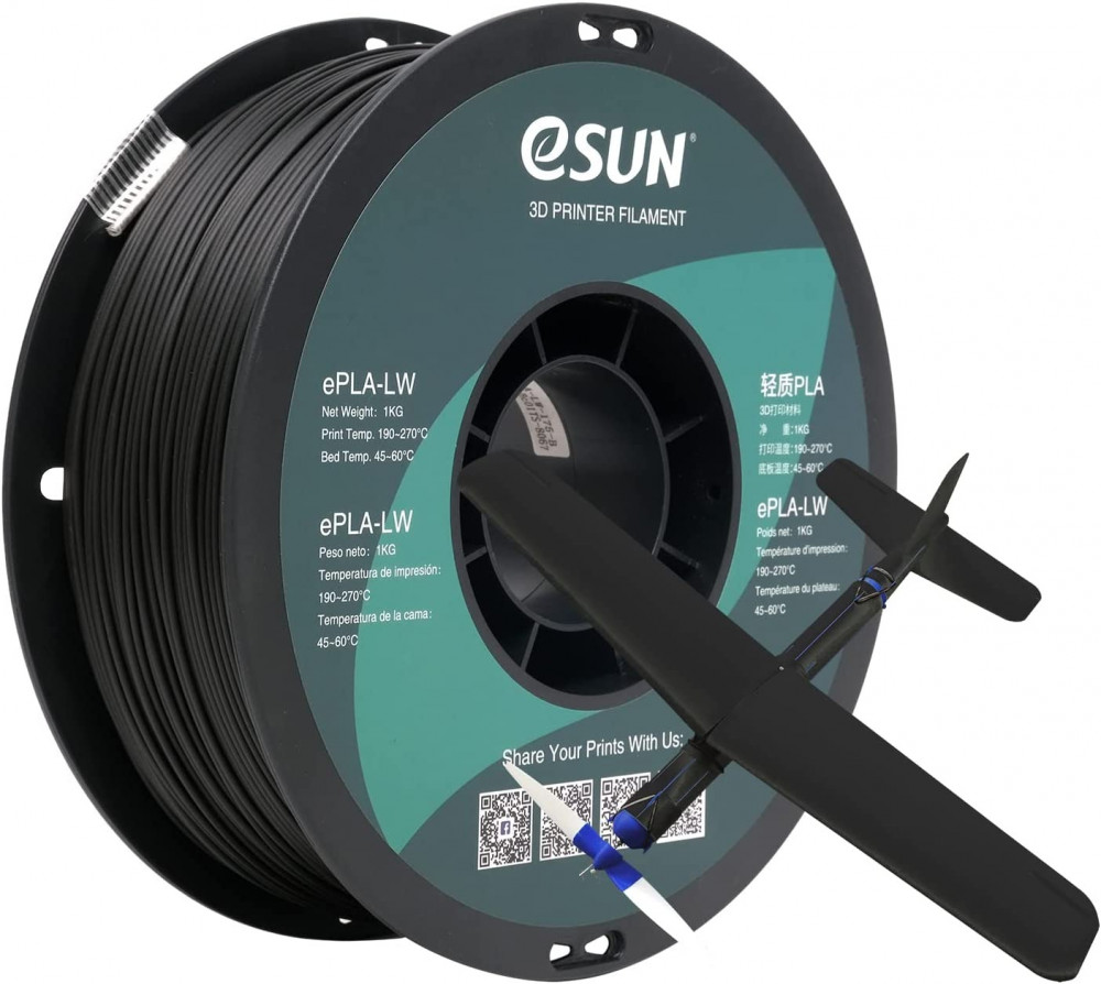 eSUN PLA-LW (Black) 3D Filament 1.75mm, 1kg - CubicSky - 3D Printing  Products - Saudi Arabia