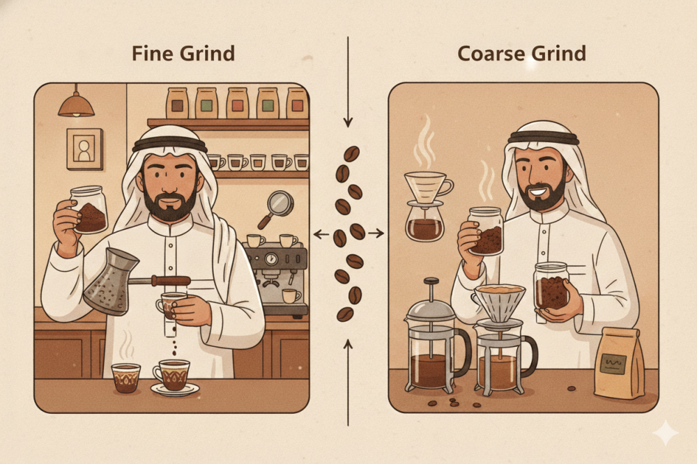 الفرق بين الطحن الناعم والخشن… وأيهم يناسب ذوقك في المملكة ؟
