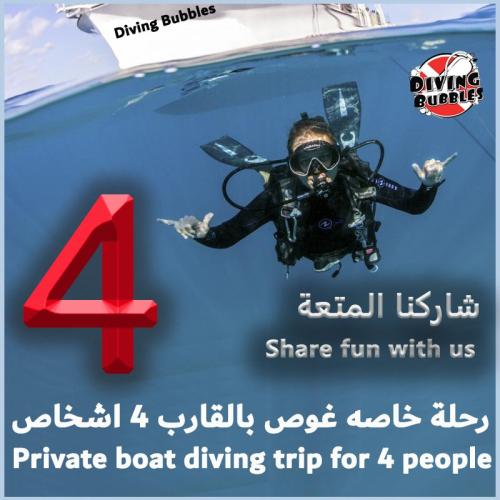 رحلة خاصه غوص بالقارب 4 اشخاص