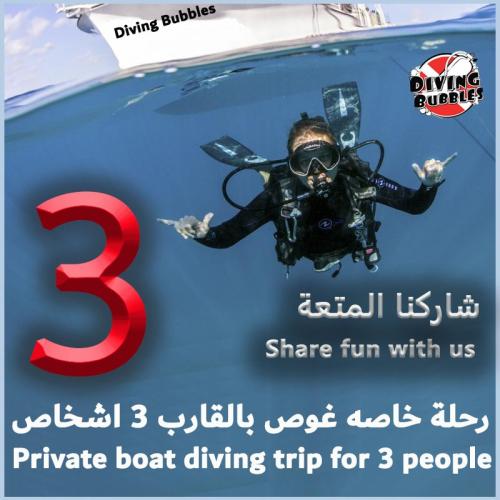 رحلة خاصه غوص بالقارب 3 اشخاص