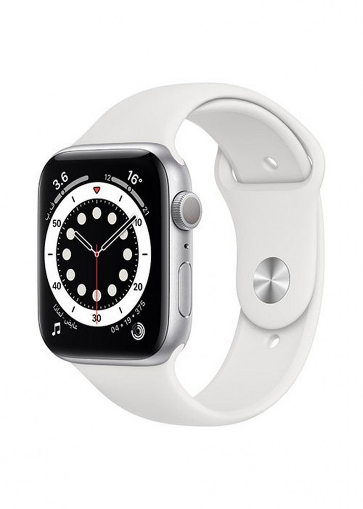 44mm GPS, silver case, white band 