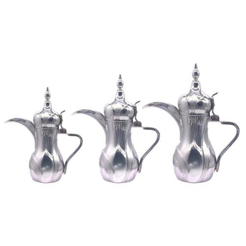 طقم دلال قهوة 3 قطع لون فضي