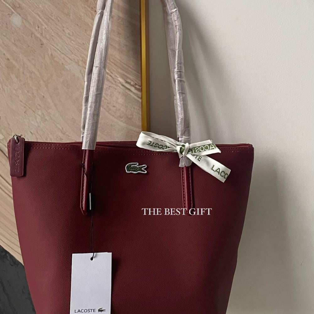 Lacoste tote bag maroon small