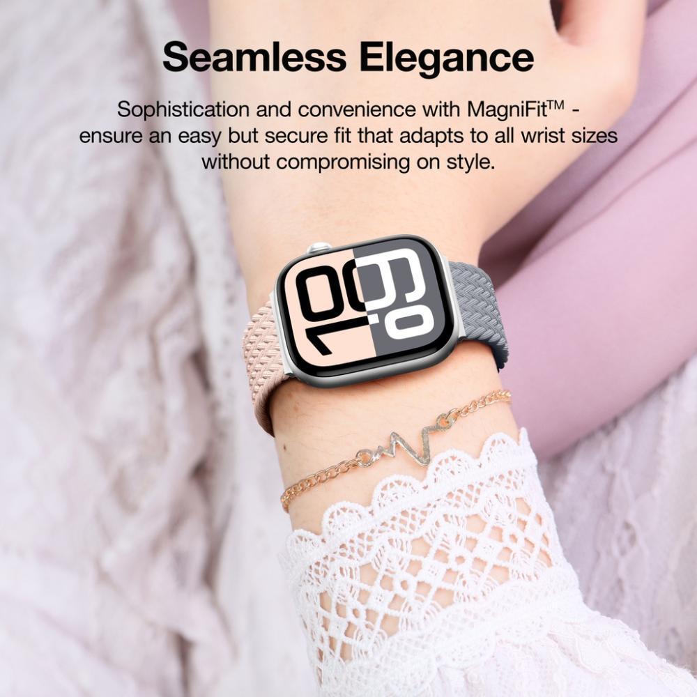 سوار نايلون AmazingThing لساعة ابل مقاس45/46/49 مم - وردي ورمادي