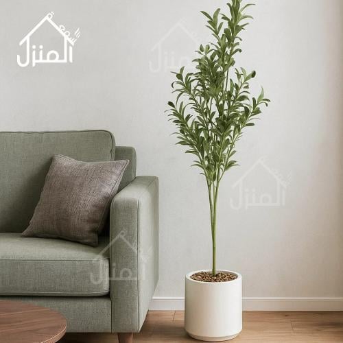 شجرة الزيتون صناعي مركن ابيض - 100 سم