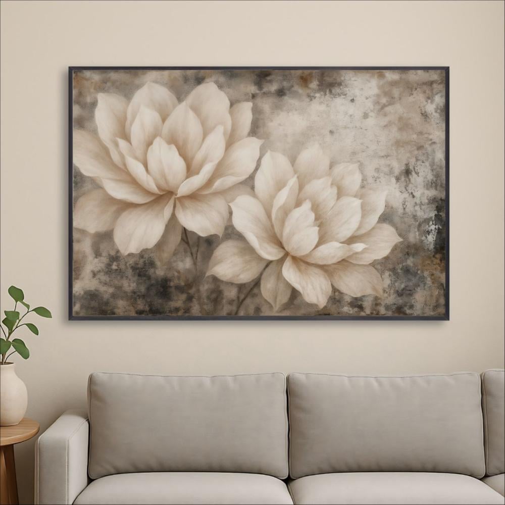 لوحة جدارية عرضية زهور كبيرة طباعة كانفس