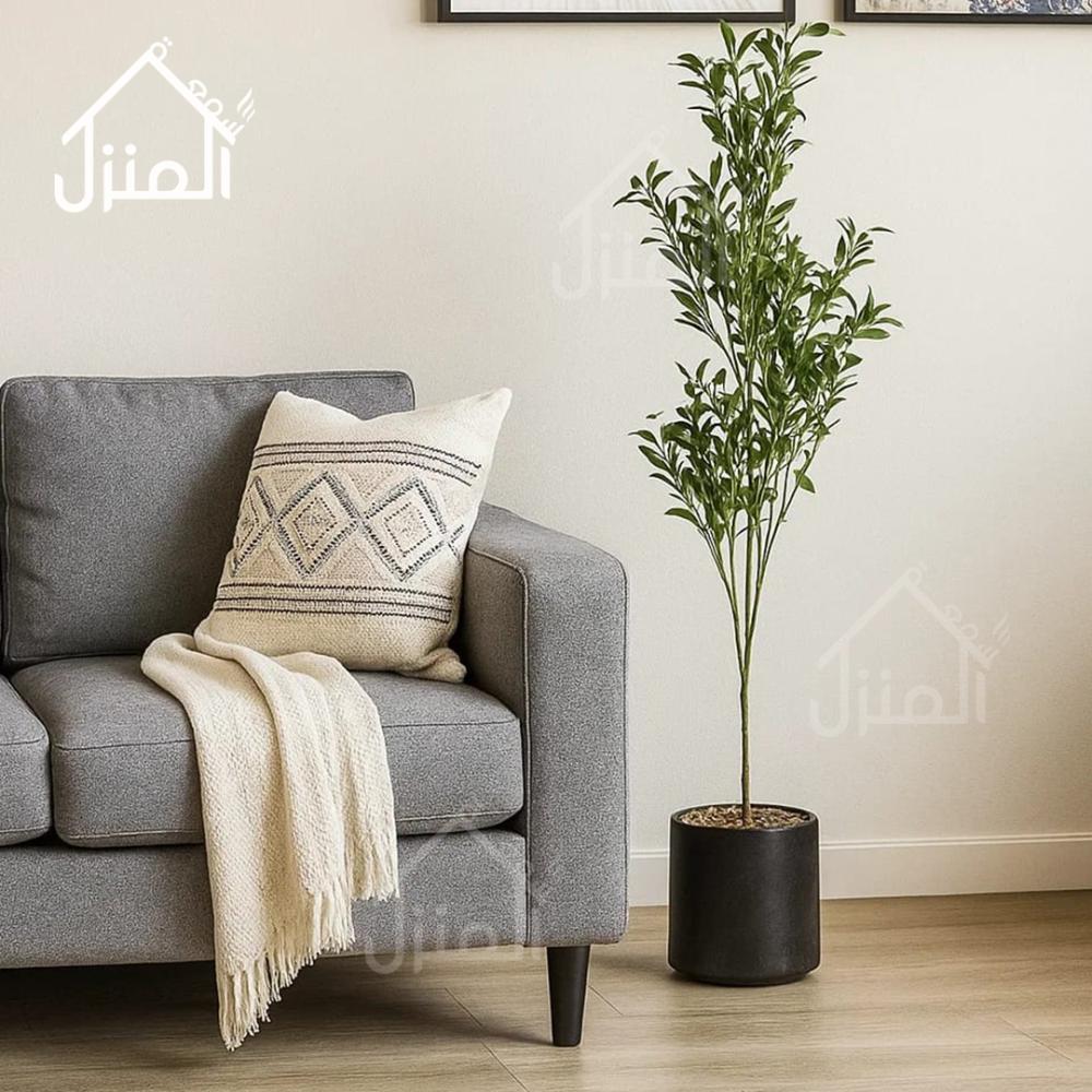 شجرة الزيتون صناعي مركن اسود - 100 سم