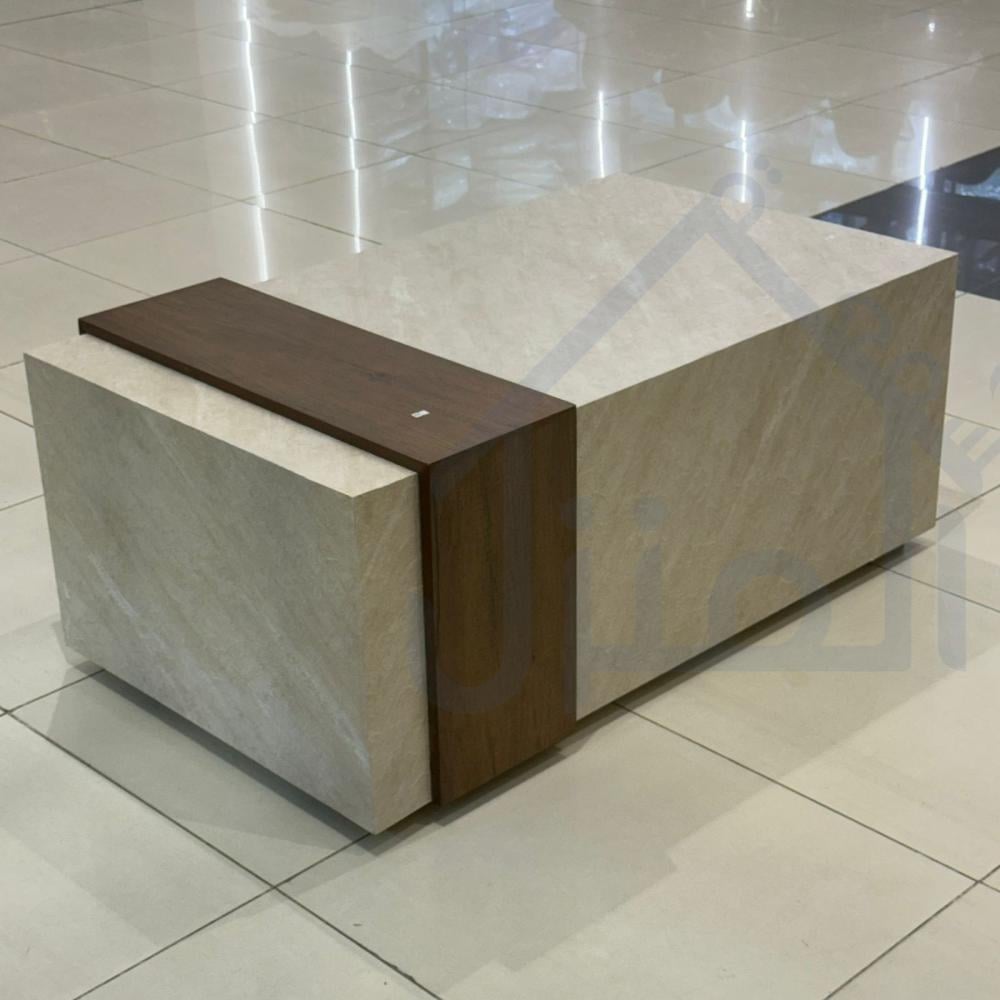 طاولة قهوة خشبية بديل حجر