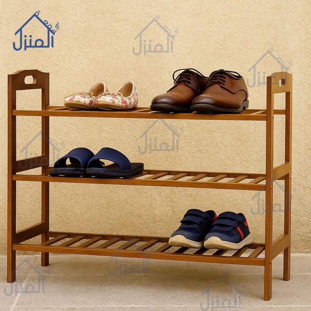 منظم أحذية خشبي 3 رفوف لون بني كلاسيكي