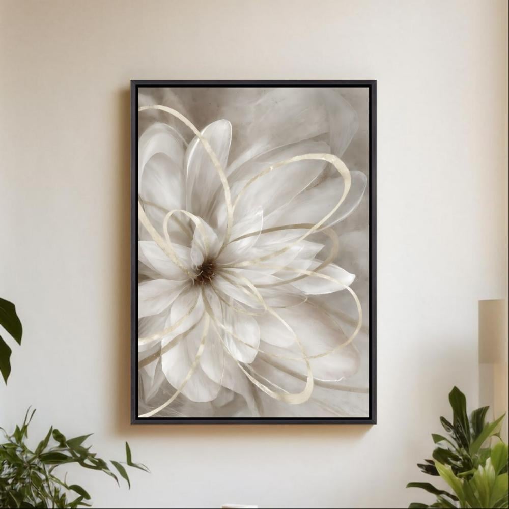 لوحة تجريدي ورد بيج  عروق  بيج غامك طباعة كانفس