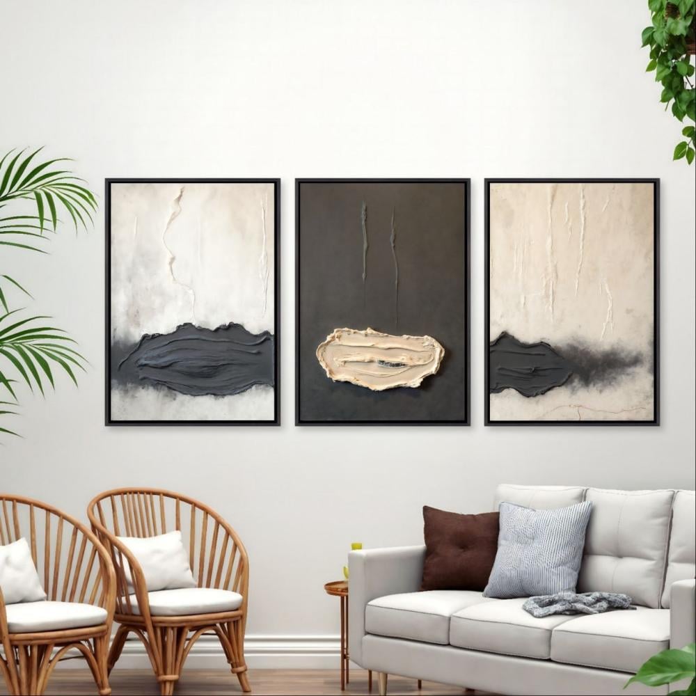 طقم 3 لوحات حمونتا مجردة نيور طباعة كانفس