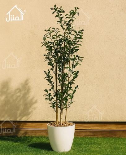 شجرة الزيتون صناعي مركن ابيض - 140 سم
