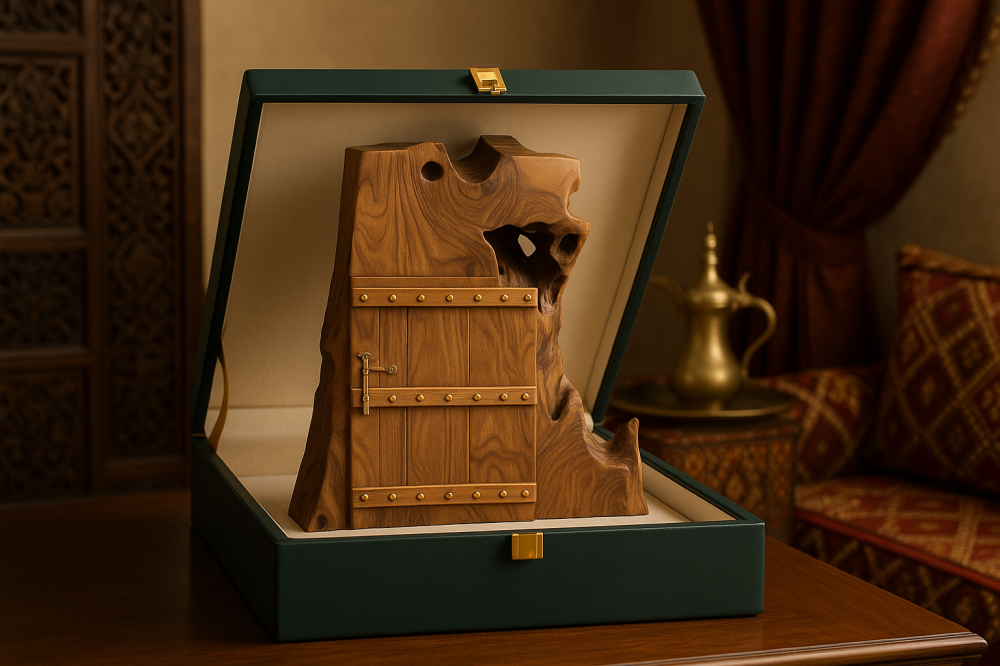 صندوق الهدية النجدي الخشبي من روائع النحت