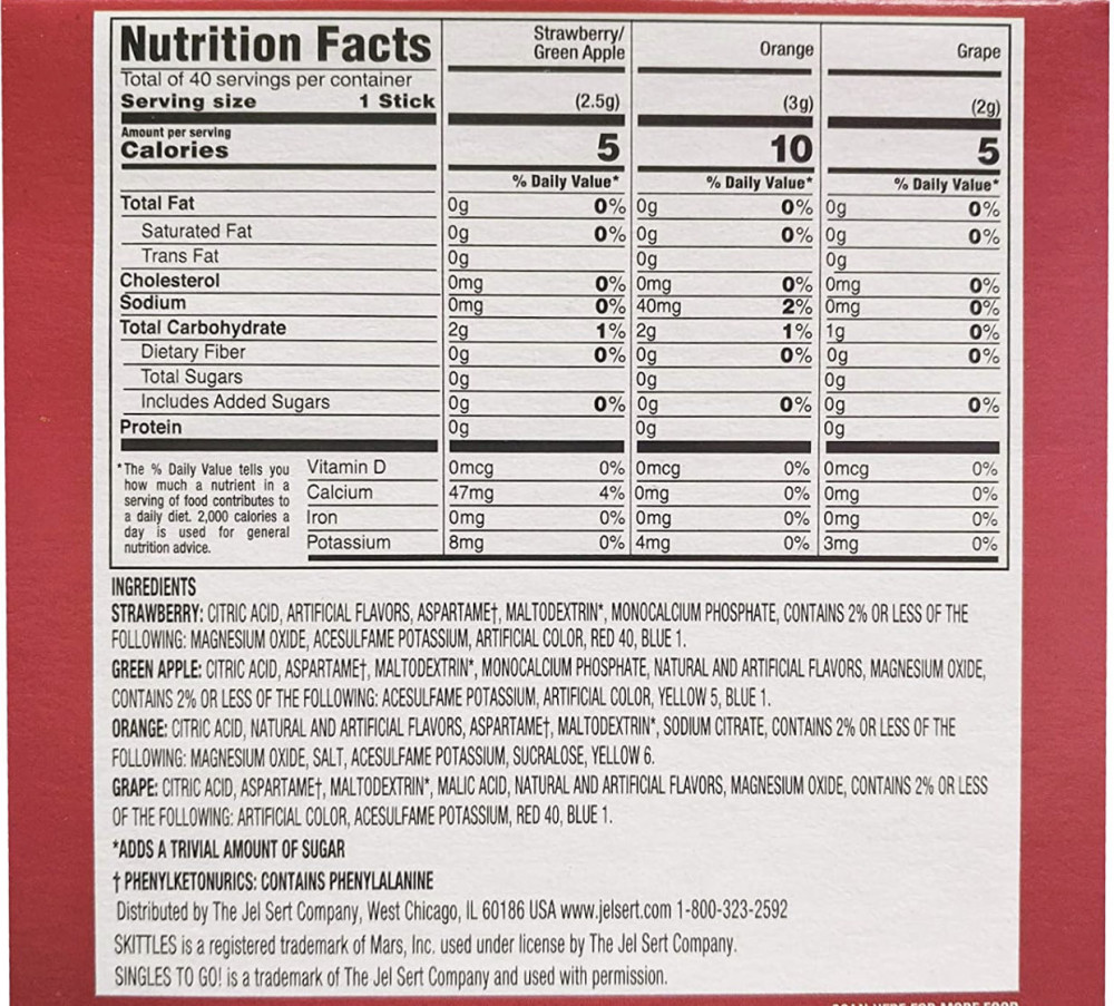 Skittles Singles to Go Drink Mix 40 sticks ستكيلز منكهة